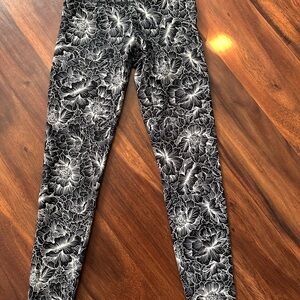 Floral Black and White Leggings